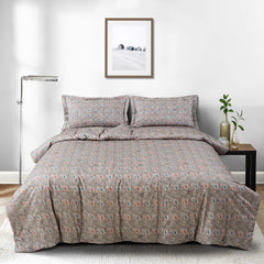 Malako Basel Taupe Brown Paisley 350 TC 100% Cotton King Size Bedsheet/Duvet Cover