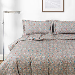 Malako Basel Taupe Brown Paisley 350 TC 100% Cotton King Size Bedsheet/Duvet Cover