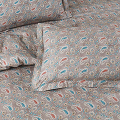Malako Basel Taupe Brown Paisley 350 TC 100% Cotton King Size Bedsheet/Duvet Cover