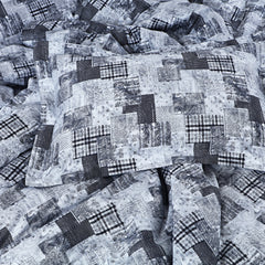 Malako Caèn Bedding Set - White & Grey Abstract 100% Cotton King Size Bedsheet With Comforter