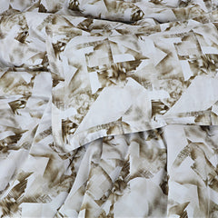 Malako Caèn White & Beige Abstract 400 TC 100% Cotton King Size Bedsheet/Duvet Cover