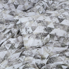 Malako Caèn White & Grey Abstract 400 TC 100% Cotton King Size Bedsheet/Duvet Cover
