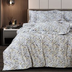 Malako Caèn White & Yellow Abstract 400 TC 100% Cotton King Size Bedsheet/Duvet Cover