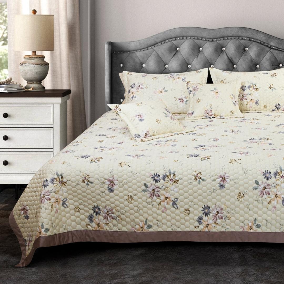 Malako Royale Quilted Bed Cover - Fohn Botanic 100% Cotton King Size Bedspread