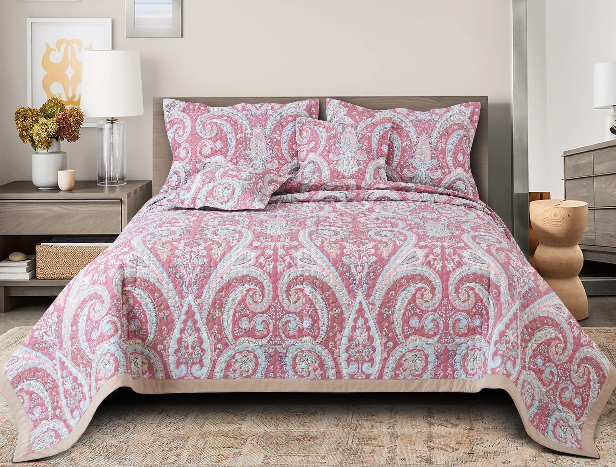 red ethnic bedcover