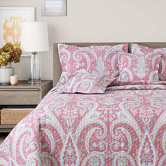 red print bedspread