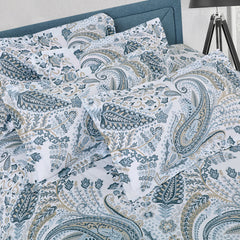 Malako Royale XL White Paisley 100% Cotton King Size Bed Sheet/Bedding Set