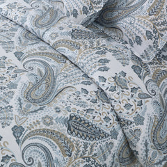 Malako Royale XL White Paisley 100% Cotton King Size Bed Sheet/Bedding Set