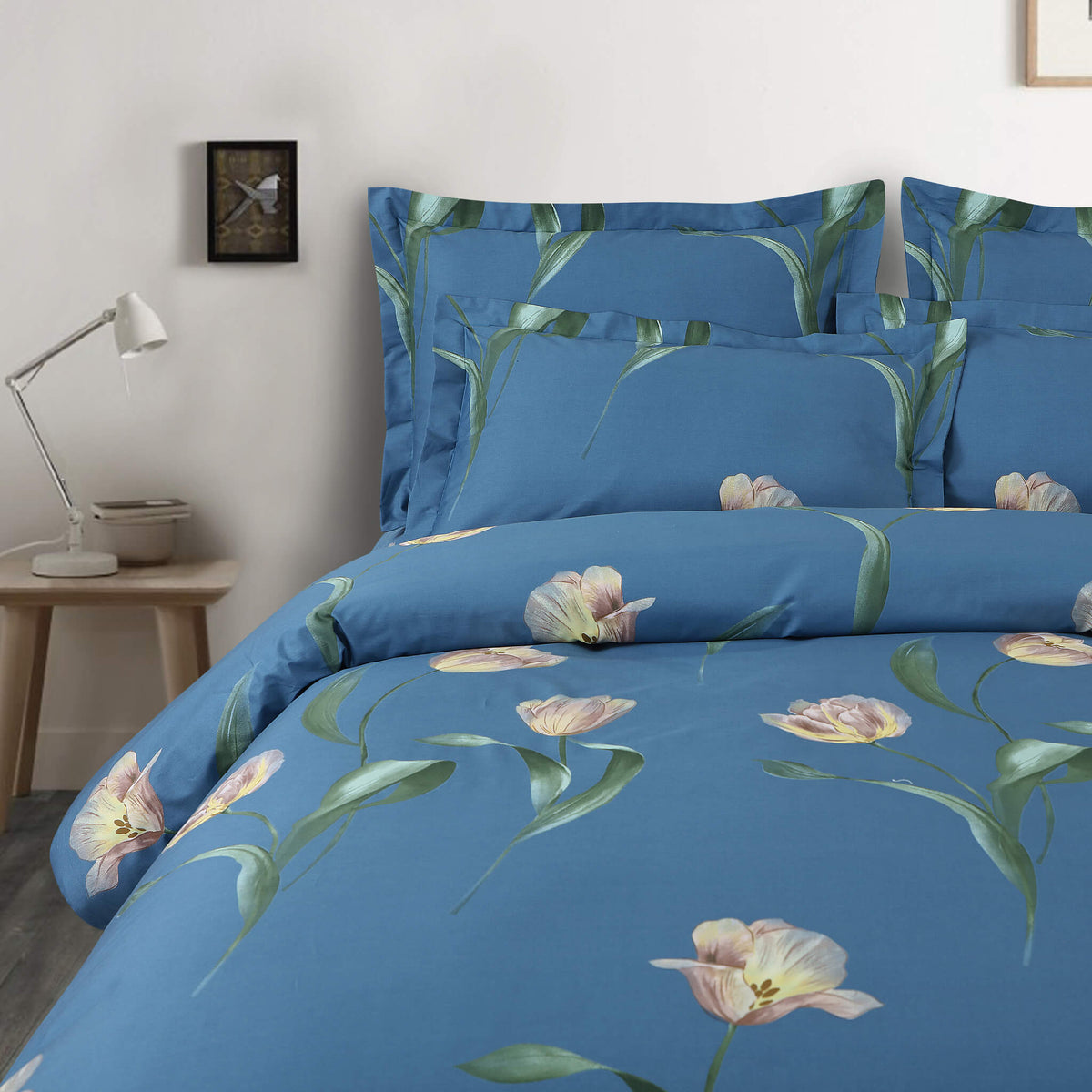 blue botanical bedding