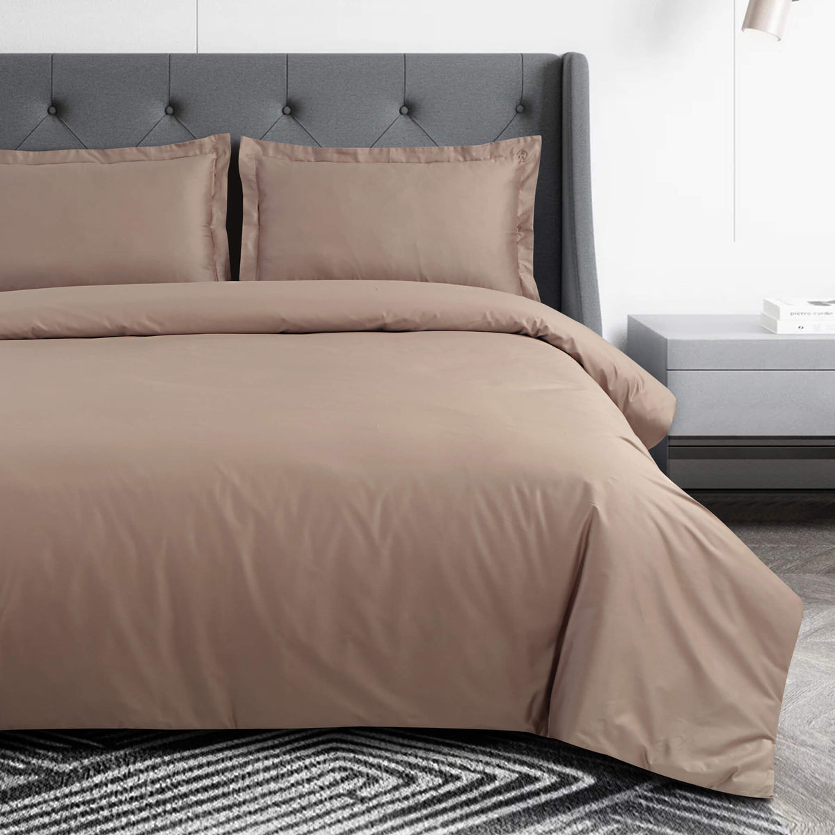 Malako Vibrant Solid Coffee Brown 500 TC King Size 100% Cotton Bed Sheet With 2 Plain Pillow Covers
