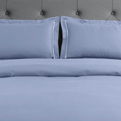 Malako Vibrant Solid Pigeon Blue 500 TC King Size 100% Cotton Bed Sheet With 2 Plain Pillow Covers