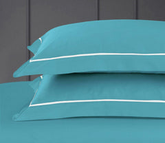 Petal Soft Vivid Bed Sheet - Turquoise Blue King Size 100% Cotton Bedsheet With 2 Pillow Covers