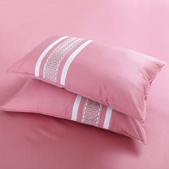 Petal Soft Vivid Embroidered Duvet Cover Set - Pink 100% Cotton King Size Duvet Set