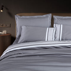 Petal Soft Vivid Embroidered Duvet Cover Set - Grey 100% Cotton King Size Duvet Set