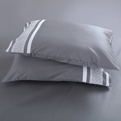 Petal Soft Vivid Embroidered Duvet Cover Set - Grey 100% Cotton King Size Duvet Set