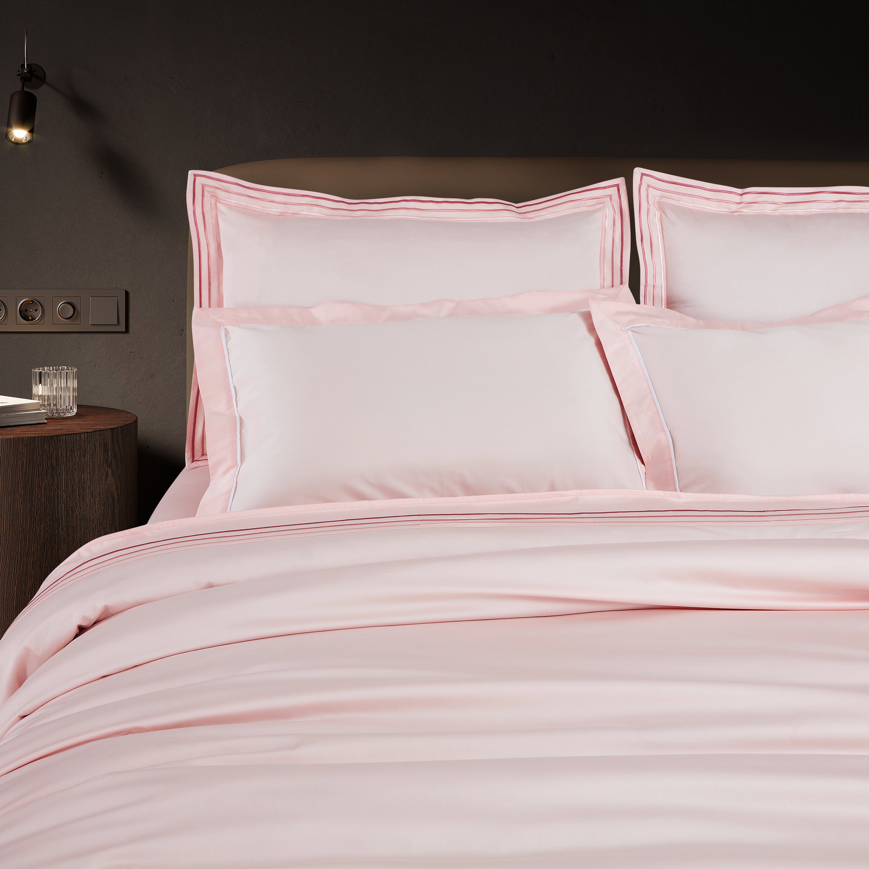 Petal Soft Vivid Embroidered Duvet Cover Set - Peach 100% Cotton King Size Duvet Set