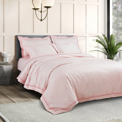 Petal Soft Vivid Embroidered Duvet Cover Set - Peach 100% Cotton King Size Duvet Set