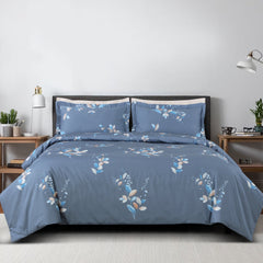 Malako 500TC 100% Cotton King Size Air Force Blue Fleur Botanique Bedding Collection - MALAKO