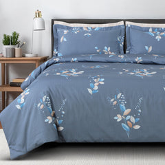 Malako 500TC 100% Cotton King Size Air Force Blue Fleur Botanique Bedding Collection - MALAKO