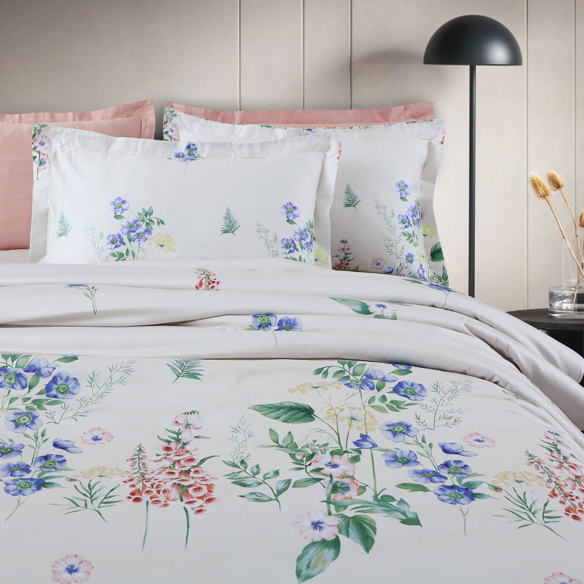 Malako 500TC 100% Cotton King Size Off White Fleur Botanique Bedding Collection - MALAKO