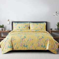 Malako 500TC 100% Cotton King Size Yellow Fleur Botanique Bedding Collection - MALAKO