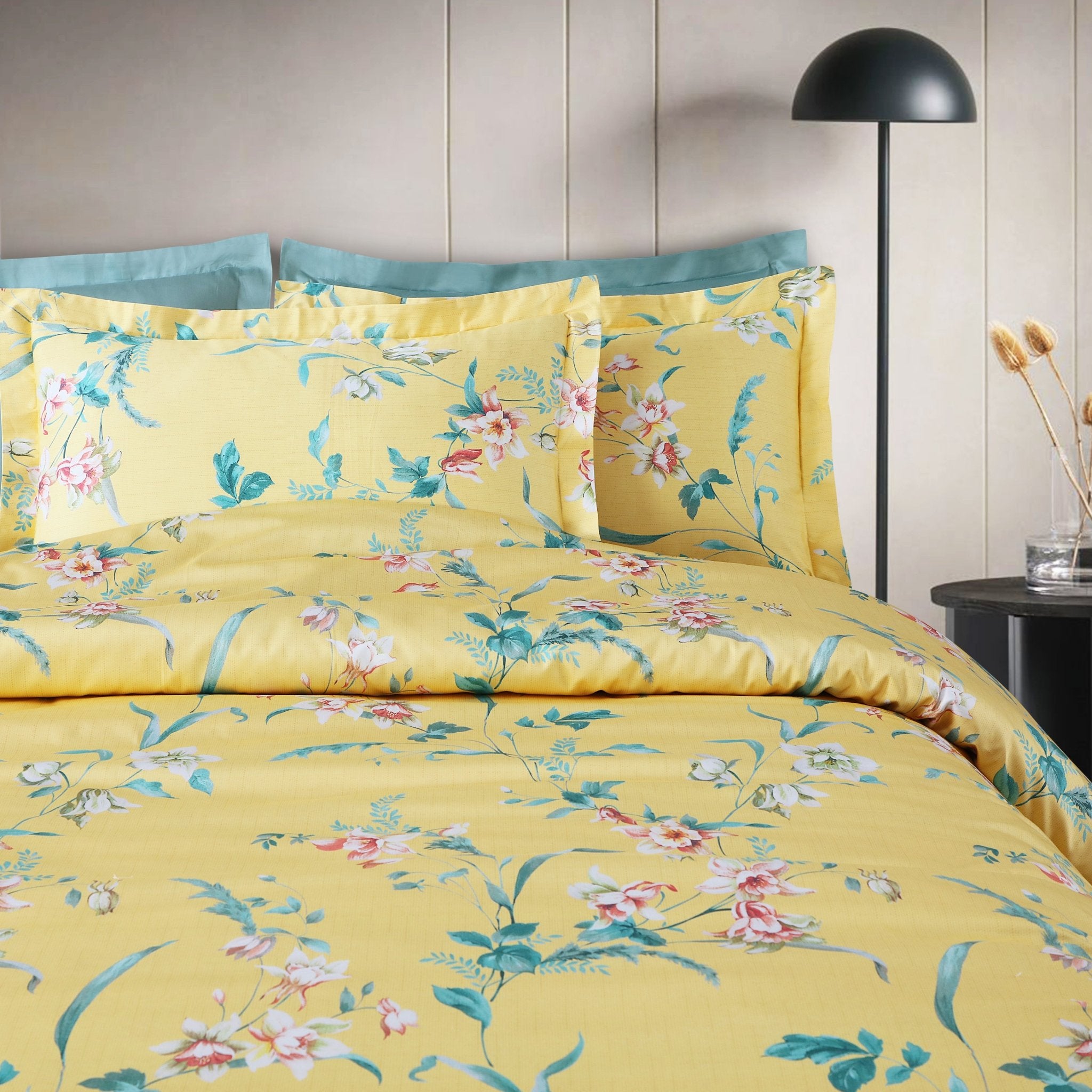 Malako 500TC 100% Cotton King Size Yellow Fleur Botanique Bedding Collection - MALAKO