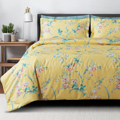 Malako 500TC 100% Cotton King Size Yellow Fleur Botanique Bedding Collection - MALAKO