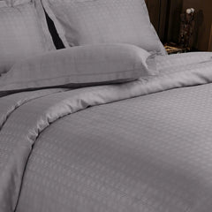 Malako Amalfi Jacquard Cloud Grey Abstract 500 TC 100% Cotton King Size Bed Sheet/Duvet Cover - MALAKO