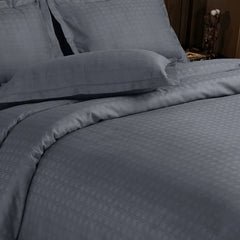 Malako Amalfi Jacquard Grey Abstract 500 TC 100% Cotton King Size Bed Sheet/Duvet Cover - MALAKO