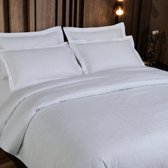 Malako Amalfi Jacquard White Abstract 500 TC 100% Cotton King Size Bed Sheet/Duvet Cover - MALAKO