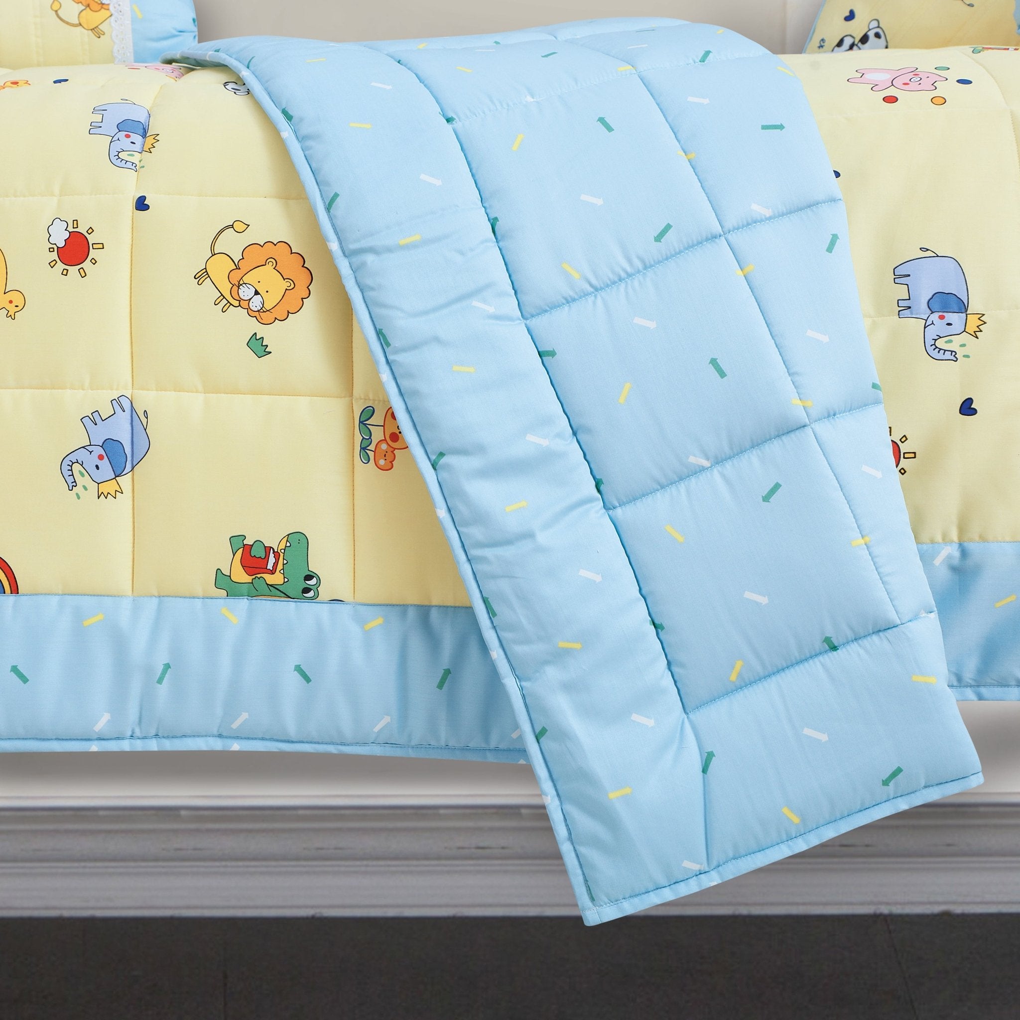 Malako Avene Blue and Yellow Cotton Baby Crib Bedding Set with Comforter - MALAKO