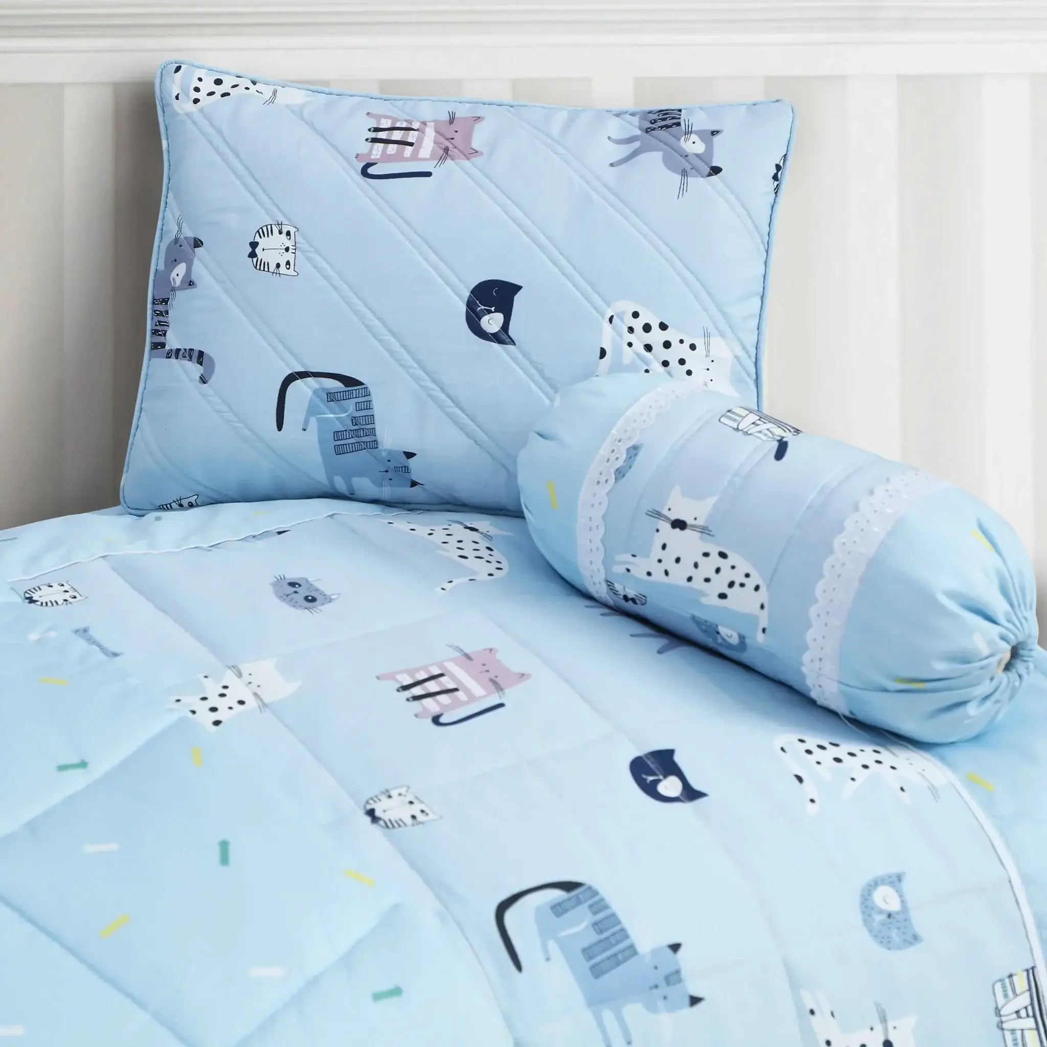 Malako Avene Blue Fine Cotton 5-Piece Baby Bedding Set