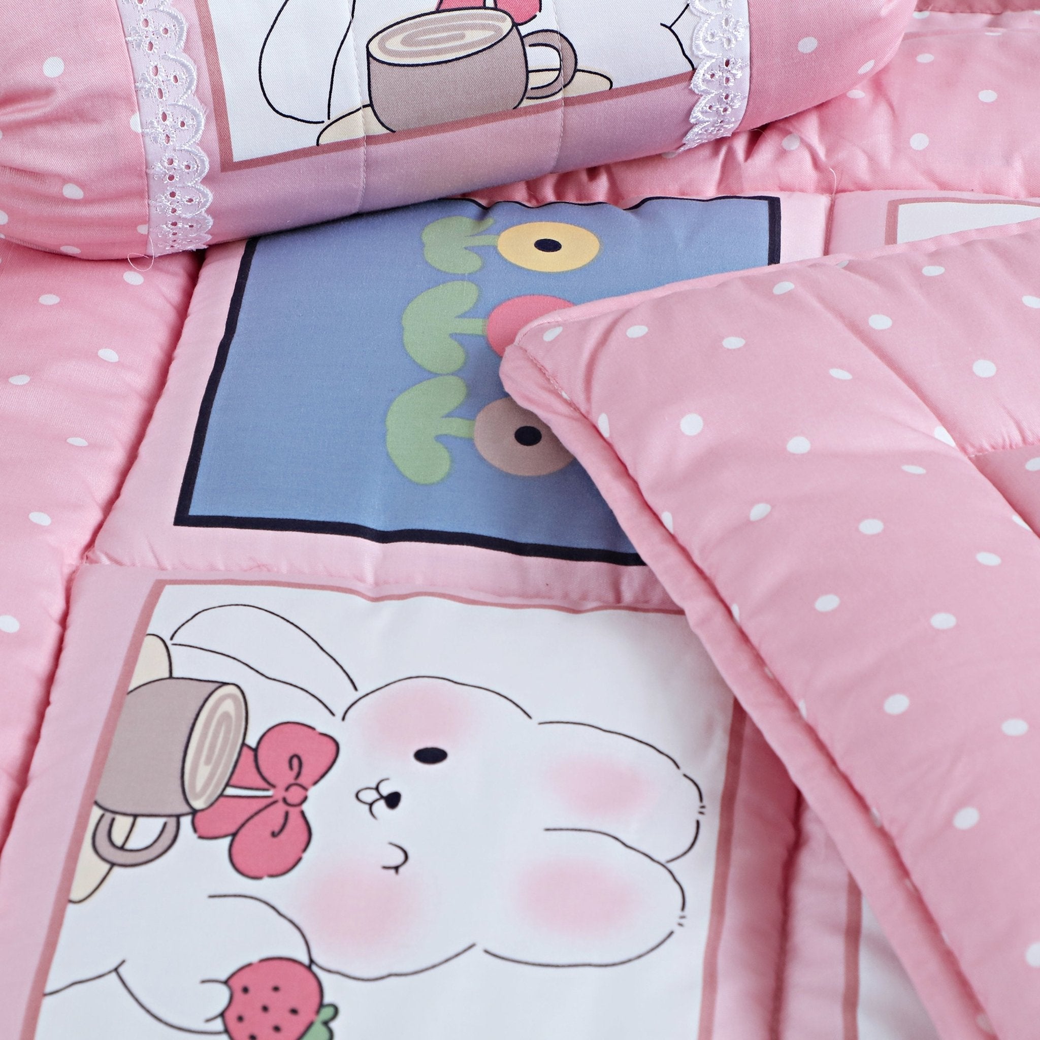 Malako Avene Pink Cotton Baby Crib Bedding Set with Comforter - MALAKO