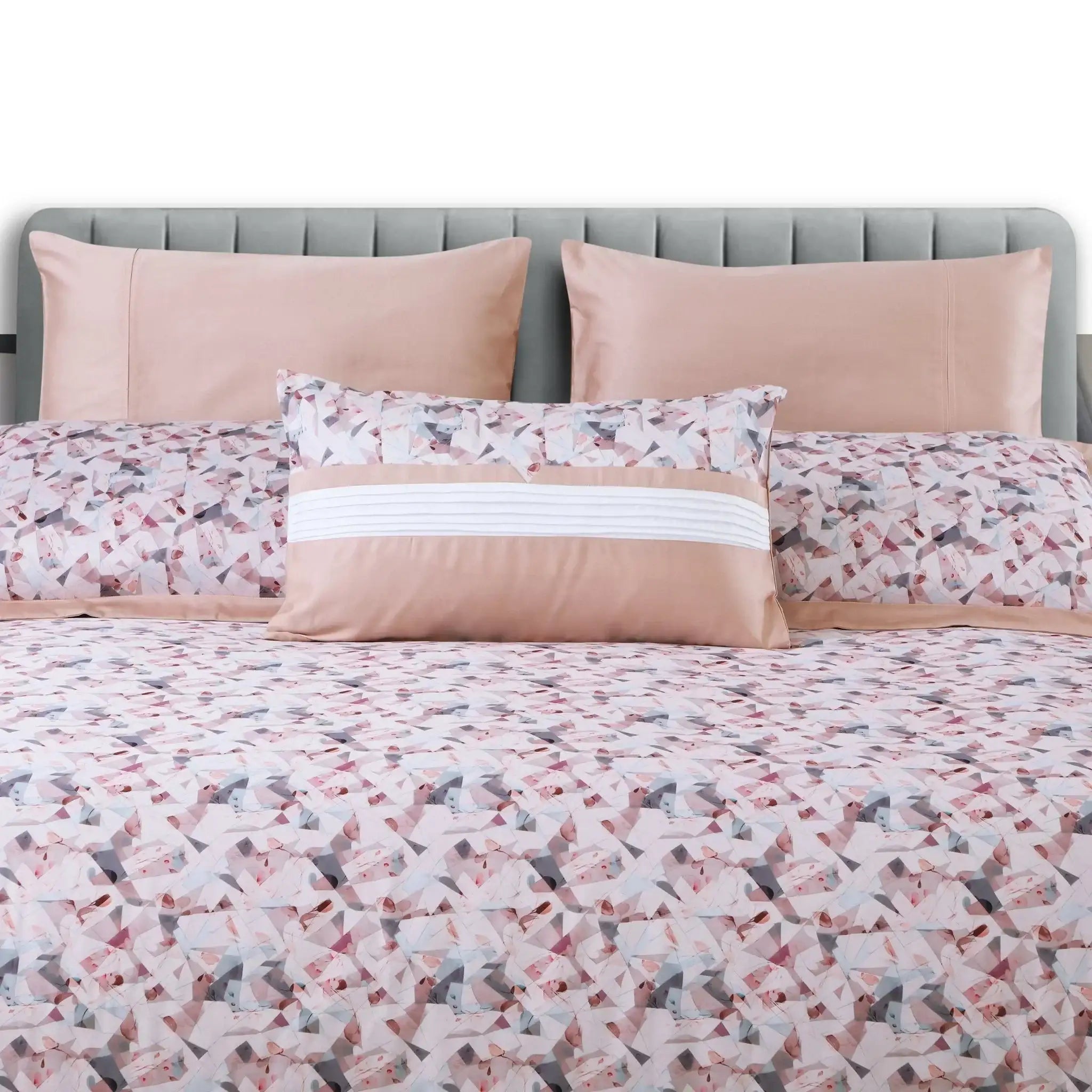 Malako Caèn 500TC 100% Cotton Rose Peach 7 Piece Flannel Dohar Set - MALAKO