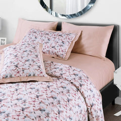 Malako Caèn 500TC 100% Cotton Rose Peach 7 Piece Flannel Dohar Set - MALAKO