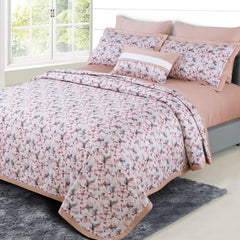 Malako Caèn 500TC 100% Cotton Rose Peach 7 Piece Flannel Dohar Set - MALAKO