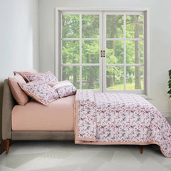 Malako Caèn 500TC 100% Cotton Rose Peach 7 Piece Flannel Dohar Set - MALAKO