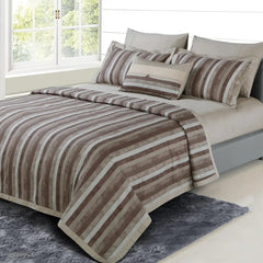 Malako Caèn 500TC 100% Egyptian Cotton Coffee Beige Modern Abstract 7 Piece Bedding Set - MALAKO