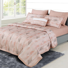 Malako Caèn 500TC 100% Egyptian Cotton Peach Modern Abstract 7 Piece Bedding Set - MALAKO