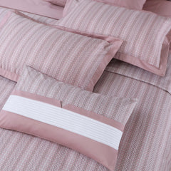Malako Caèn 500TC 100% Egyptian Cotton Rose Pink Modern Abstract 7 Piece Bedding Set - MALAKO