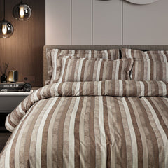 Malako Caèn Bedding Set - Brown Abstract 100% Cotton King Size Bedsheet With Comforter - MALAKO