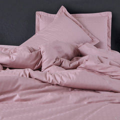 Malako Coloured Jacquard Amaranth Pink Abstract 500 TC 100% Cotton Double Bed Duvet Cover Set - MALAKO
