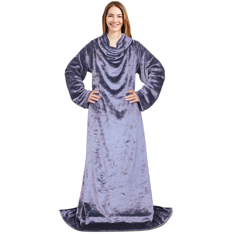 Malako CUDDLZ Pewter Grey Plush Shaded Wearable AC Blanket With Sleeves - MALAKO