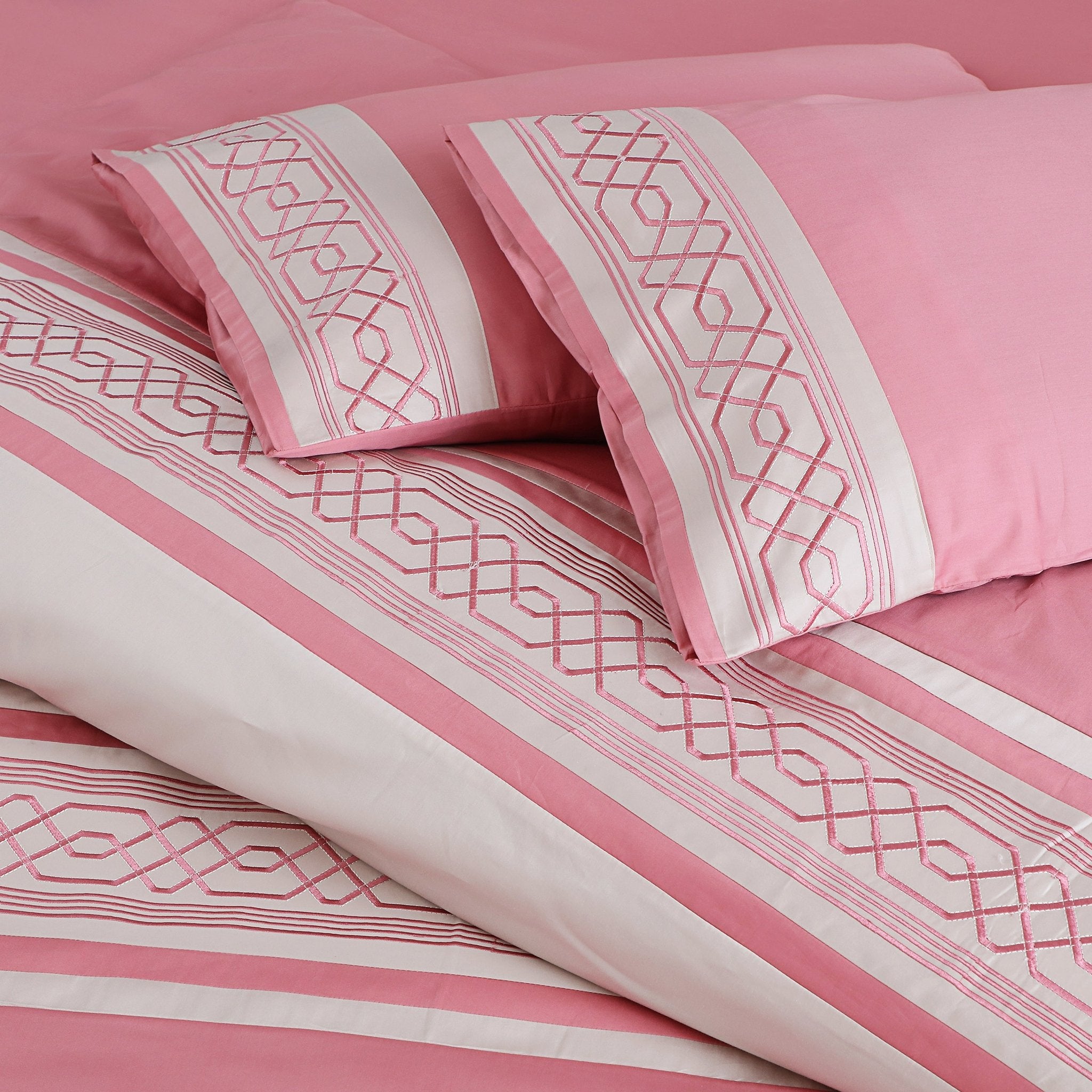 Malako Embroidered Duvet Cover Set - Fohn & Rose 100% Cotton King Size Duvet Set - MALAKO