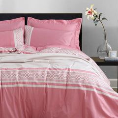 Malako Embroidered Duvet Cover Set - Fohn & Rose 100% Cotton King Size Duvet Set - MALAKO