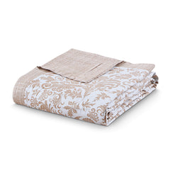 Malako Fine Flannel Beige Ethnic 100% Cotton (Flannel Filler) Double Bed Dohar - MALAKO
