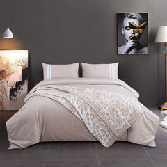 Malako Fine Flannel Beige Ethnic 100% Cotton (Flannel Filler) Double Bed Dohar - MALAKO