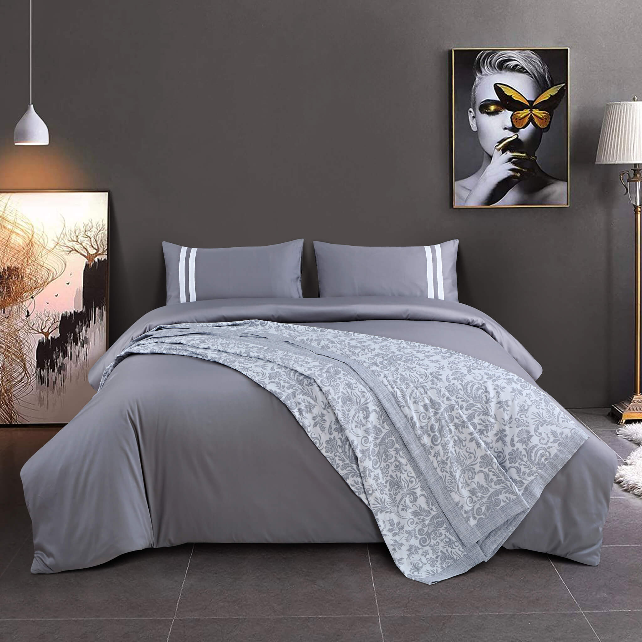 Malako Fine Flannel Grey Ethnic 100% Cotton (Flannel Filler) Double Bed Dohar - MALAKO