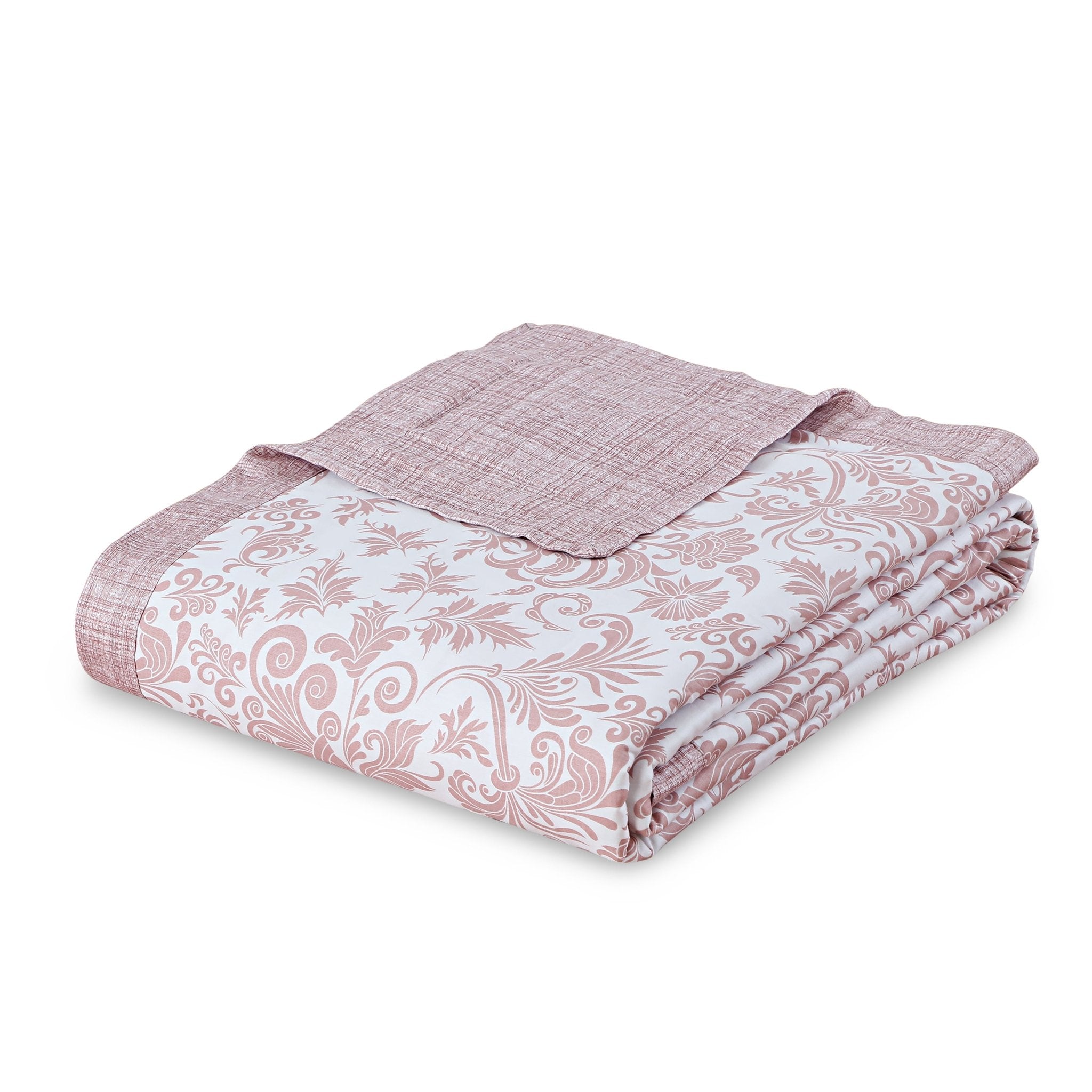 Malako Fine Flannel Rose Beige Ethnic 100% Cotton (Flannel Filler) Double Bed Dohar - MALAKO
