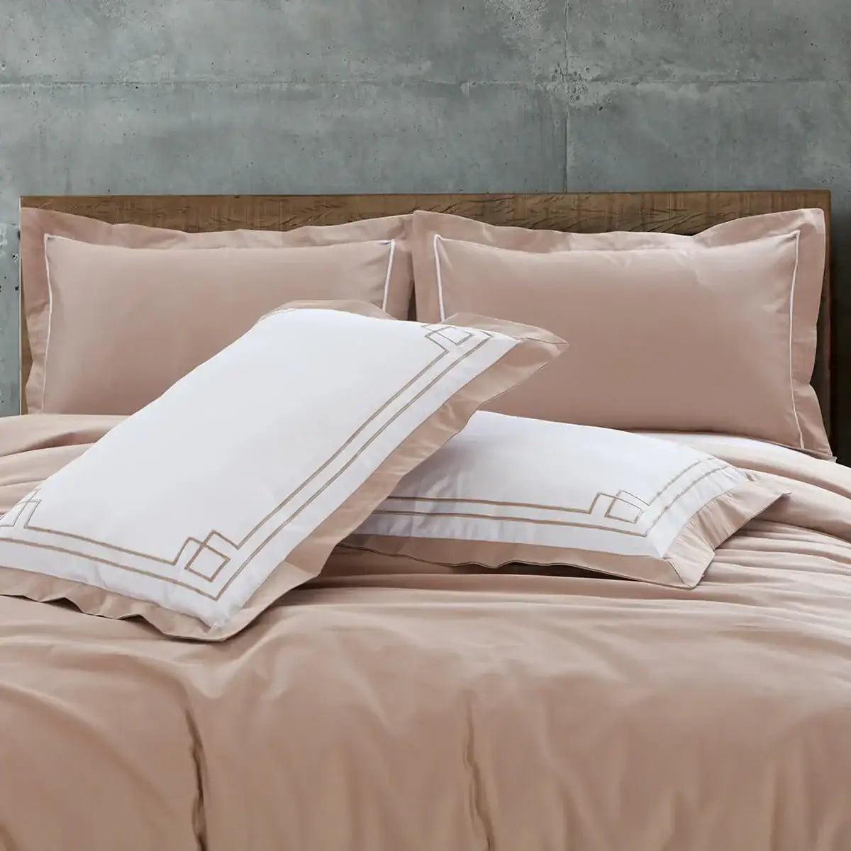 Beige Bedsheet Embroidery King Size 100 Cotton Bed Sheet Set MALAKO